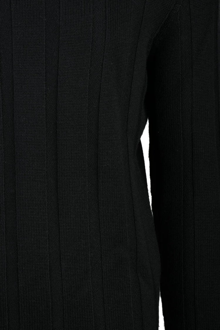 H953 Black Merino Wool Men's Mock Neck Sweater