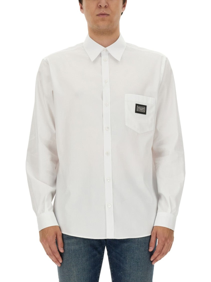 Dolce & Gabbana Camicia Con Placca Logo