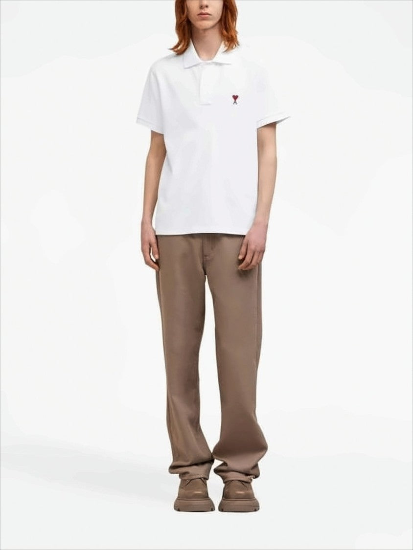 Ami Short-Sleeve Polo Shirt With Textured Cotton Piqué