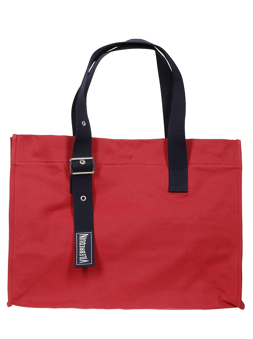 Vilebrequin Structured Red Cotton Bag With Sturdy Handles
