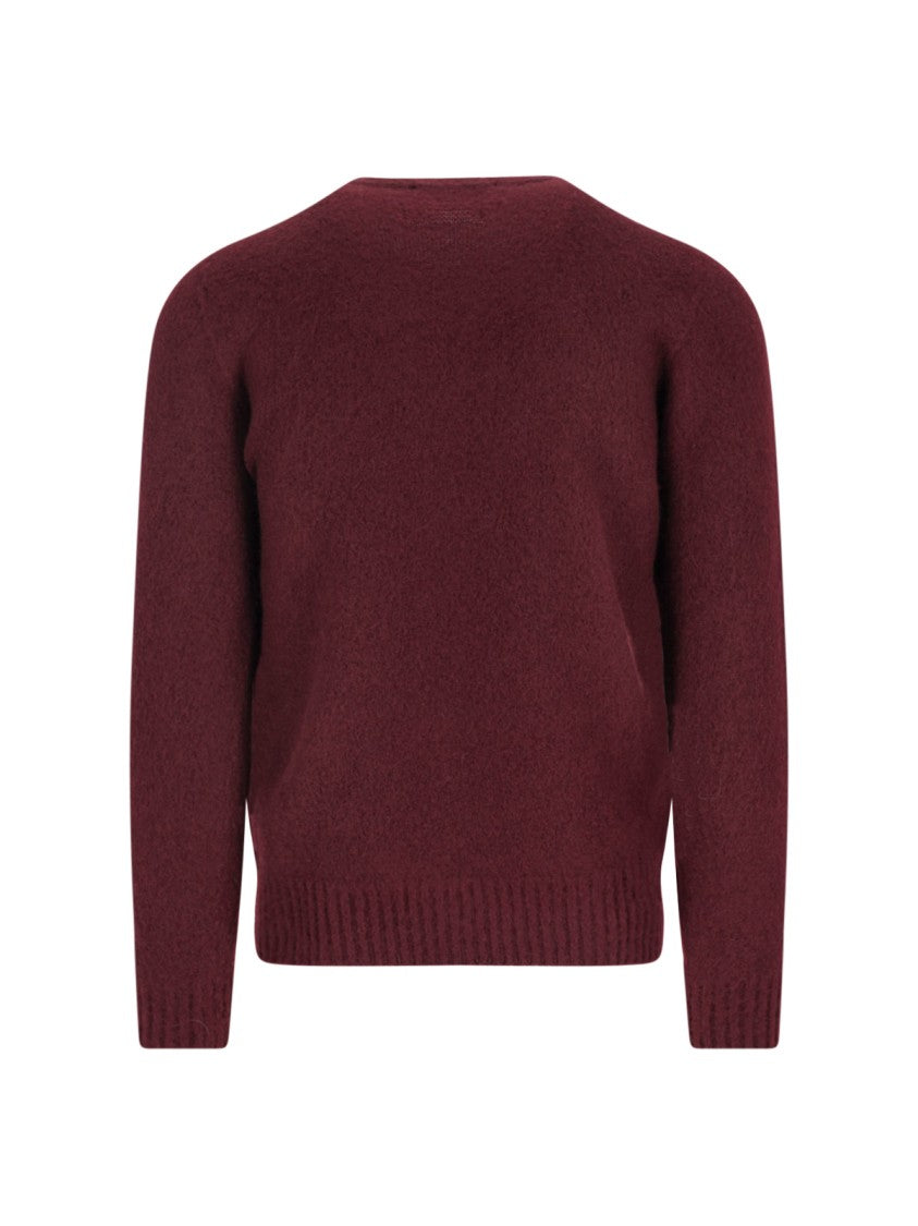 Drumohr Bordeaux Crew Neck Sweater With Ribbed Finishes