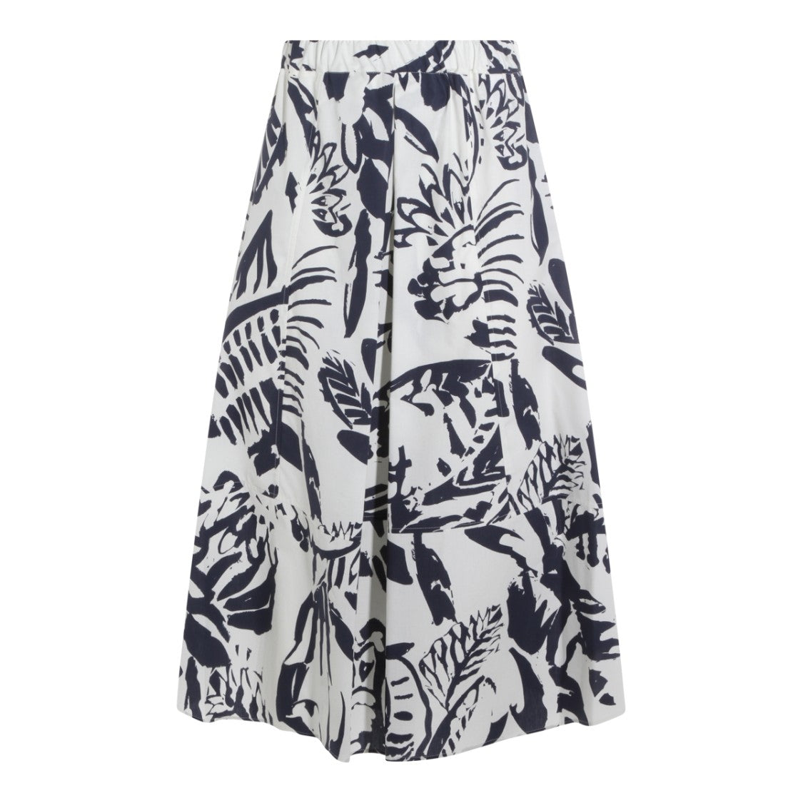 Antonelli Firenze Flowing Midi Skirt With Abstract Botanical Print