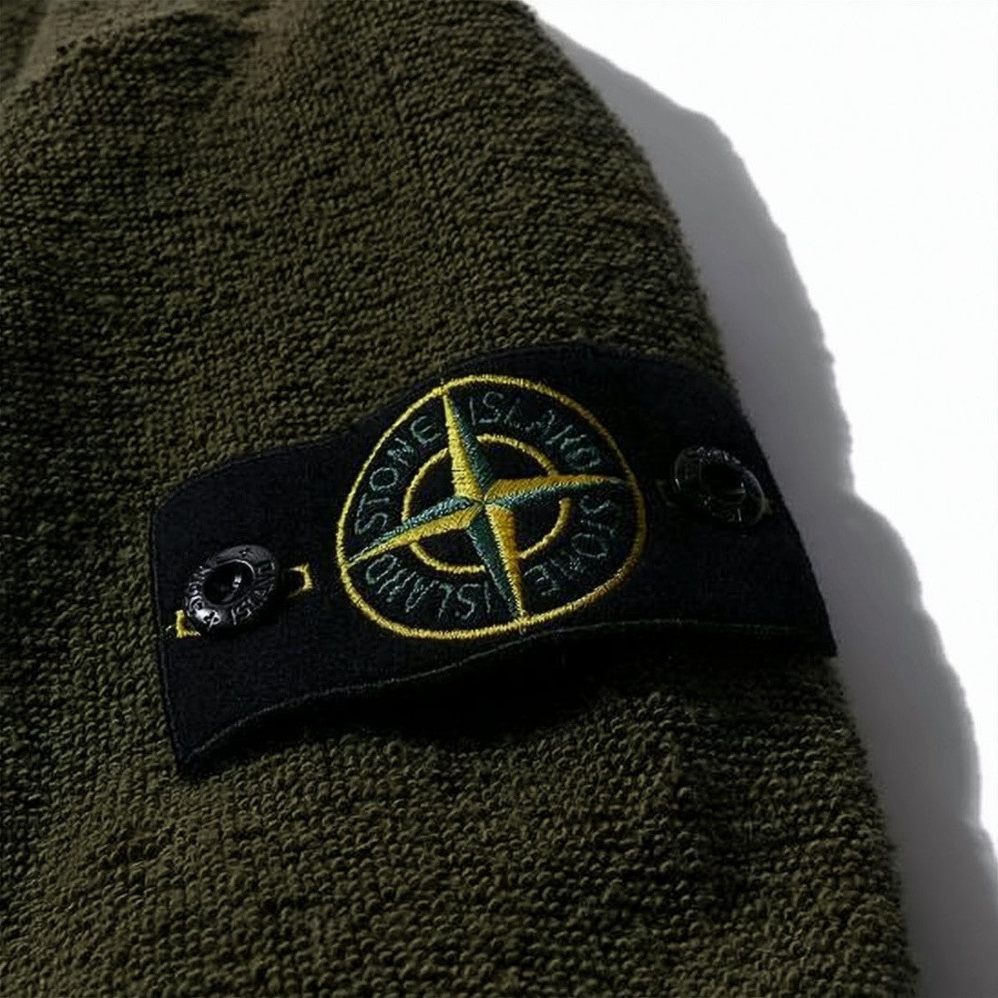 Stone Island Textured Knit Cardigan With Distinctive Sleeve Patch