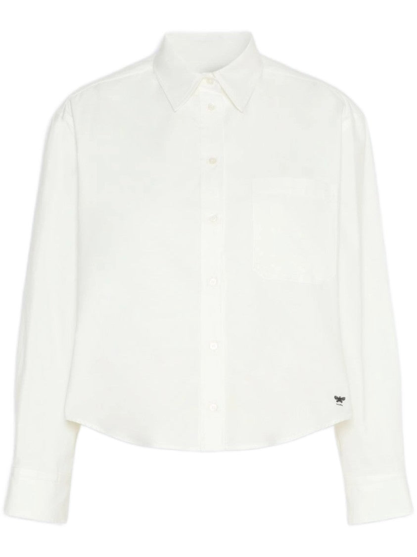 Weekend White Wkdnuoro Cropped Cotton-Blend Shirt
