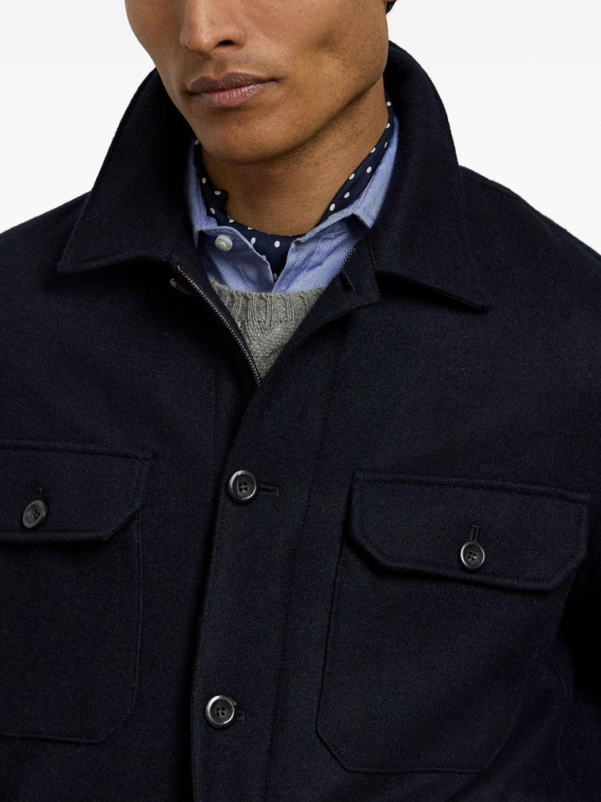 Polo Ralph Lauren Cashmere Blue Jacket With Classic Collar