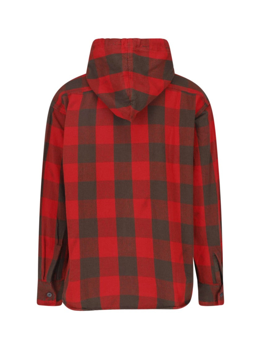 Diesel Checkered Hooded Button-Up Chest Pockets Casual Shirt
