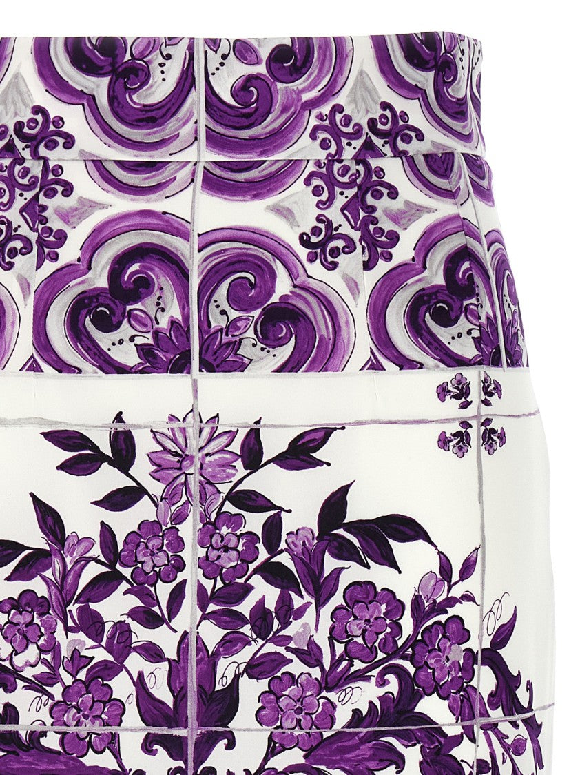 Dolce & Gabbana Maiolica' Print Silk Skirt