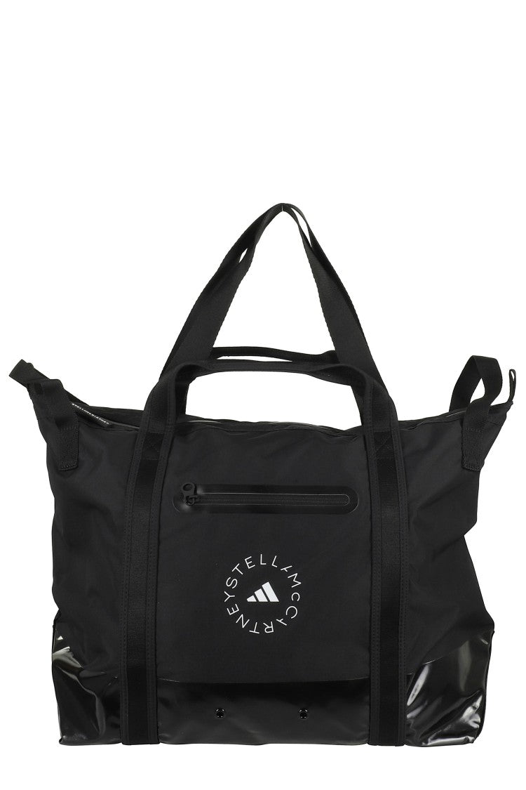 Adidas By Stella Mccartney Black Logo Multiple-Handles Zippered Polyester Tote Bag