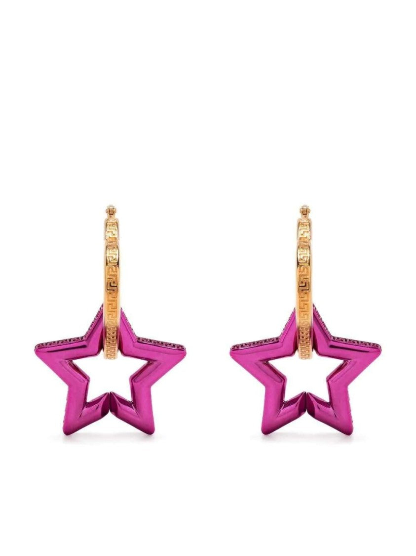Versace Heart Star Drop-Hoop Earring