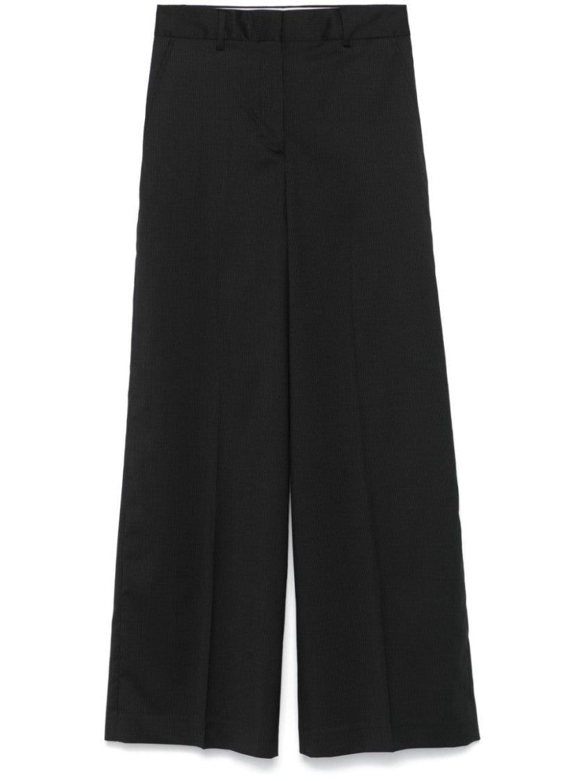 Officine Generale Black/Ecru Wool Trousers
