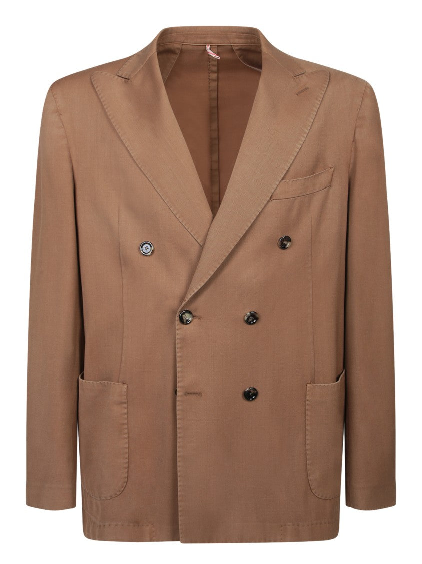 Dell'oglio Double-Breasted Brown Blazer With Tailored Fit