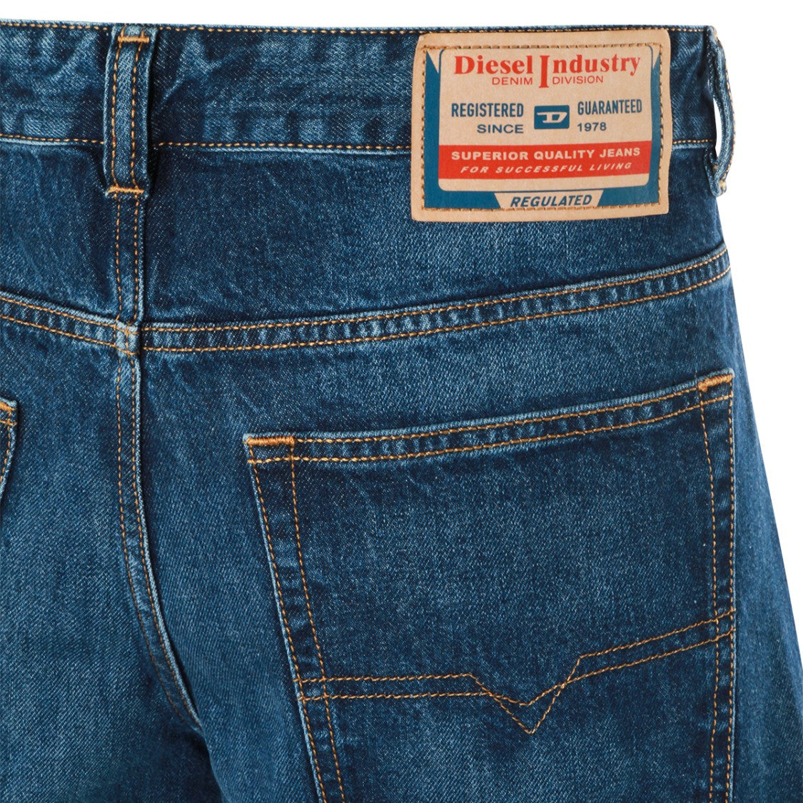 Diesel Straight-Leg Dark Blue Cotton Denim Jeans