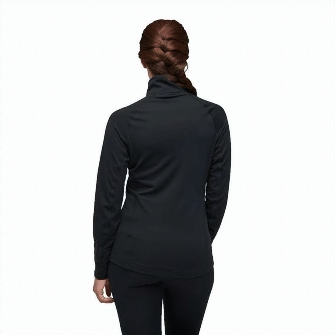 Black Diamond Textured Black Long-Sleeve Top With High Collar And Half-Zip Closure