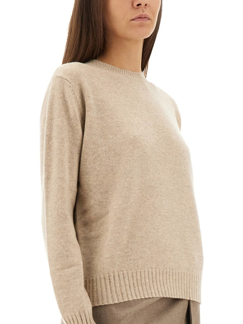 Max Mara Cashmere Crew Neck Sweater With Ribbed Detailing
