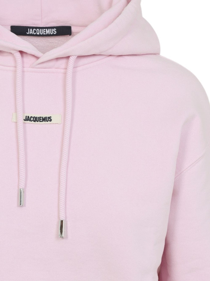 Jacquemus Pink Cropped Drawstring Hooded Sweatshirt