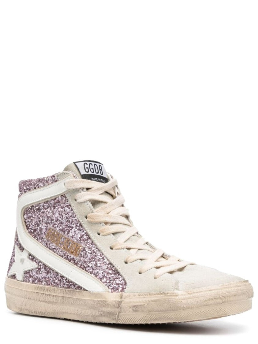 Golden Goose Off-White Glittery Side Panel Sneakers
