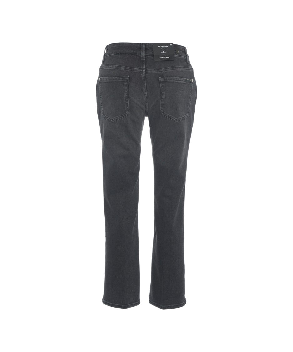 7 For All Mankind Mid-Rise Black Skinny Jeans