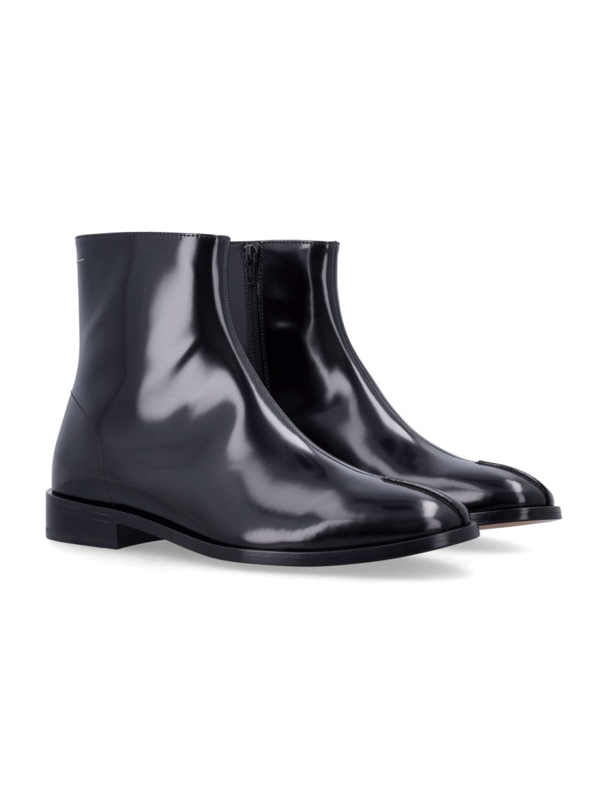 Mm6 By Maison Margiela Anatomic Tapered Stacked Heel Leather Ankle Boots