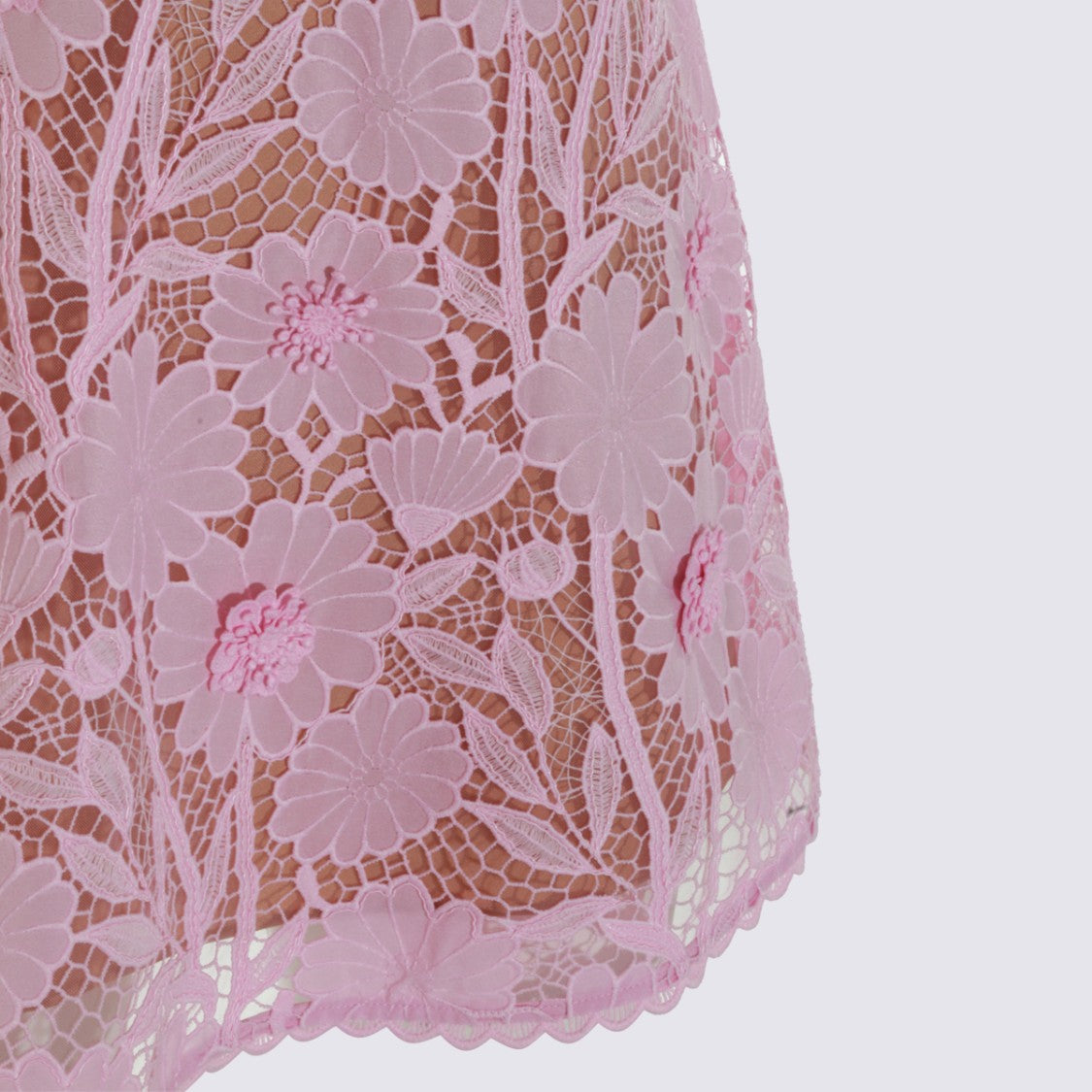 Self-Portrait Sleeveless Mini Dress With Floral Lace Overlay And Appliqués