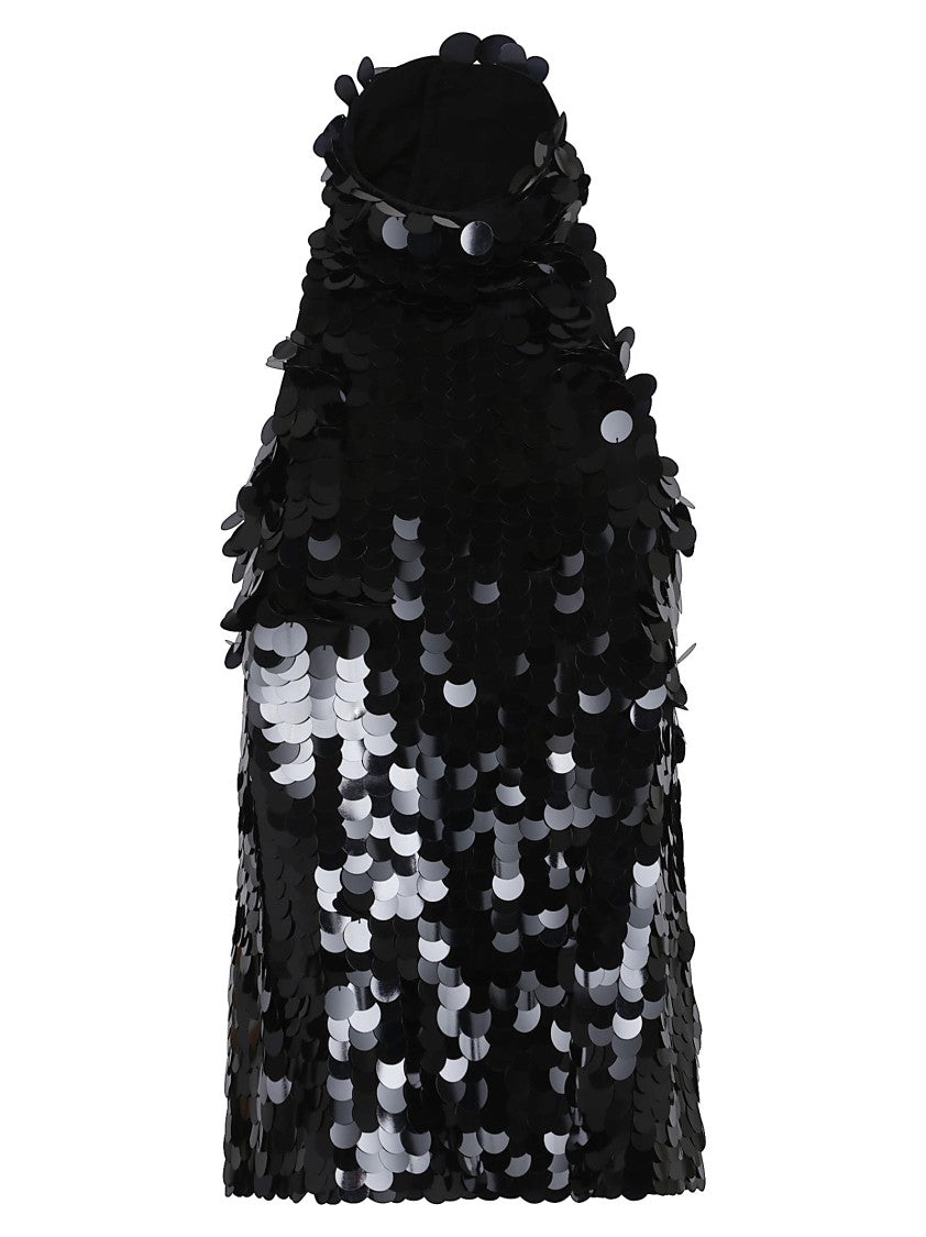 Parosh Full-Sequin Halter Neck Blouse