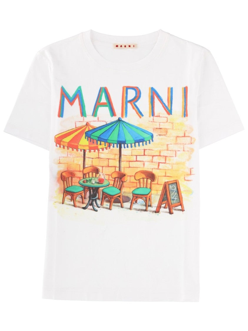 Marni Café Scene Print Cotton T-Shirt
