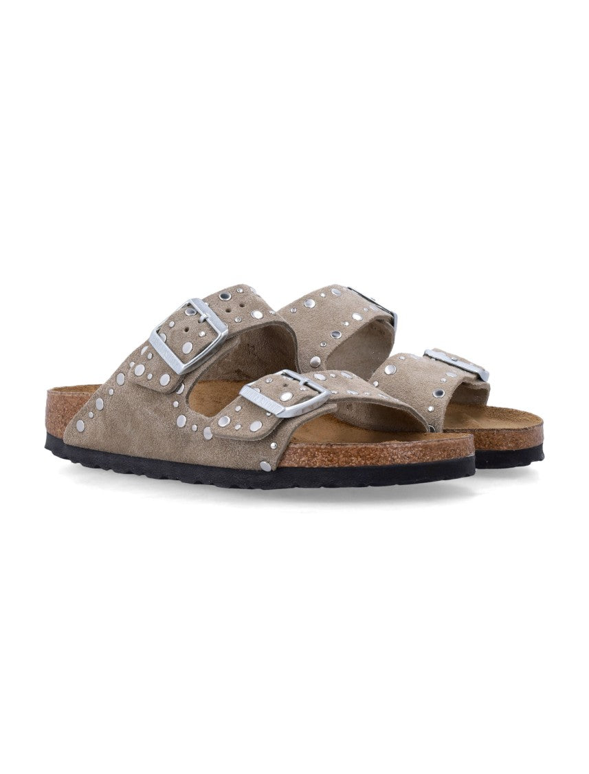 Birkenstock Arizona Rivet Taupe Suede Leather Sandals