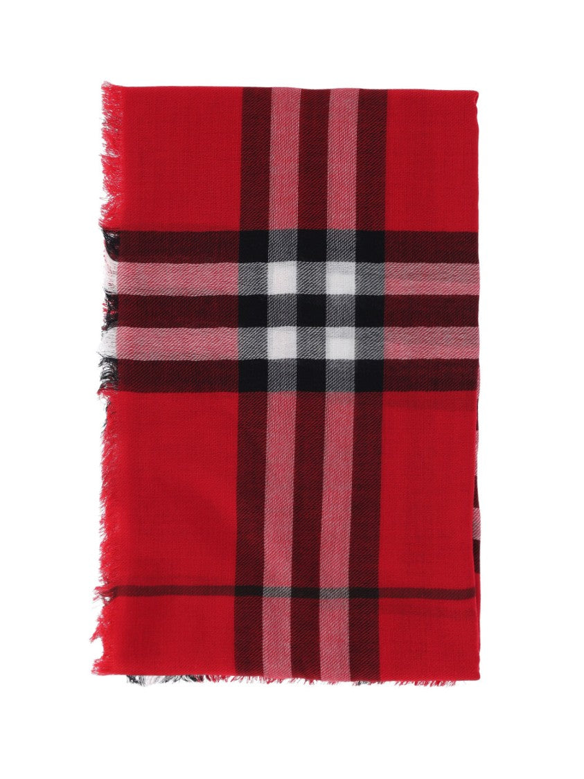 Burberry "Check" Wool Scarf – Red
