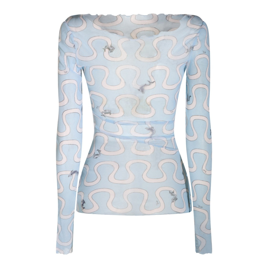 Emilio Pucci Fitted Long-Sleeve Top With Abstract Wavy Pattern