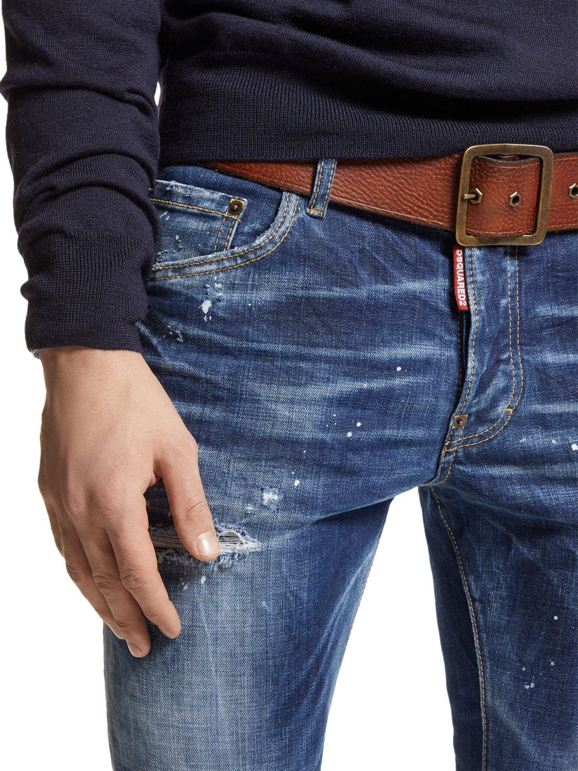 Dsquared2 Slim Fit Distressed Blue Skater Jeans