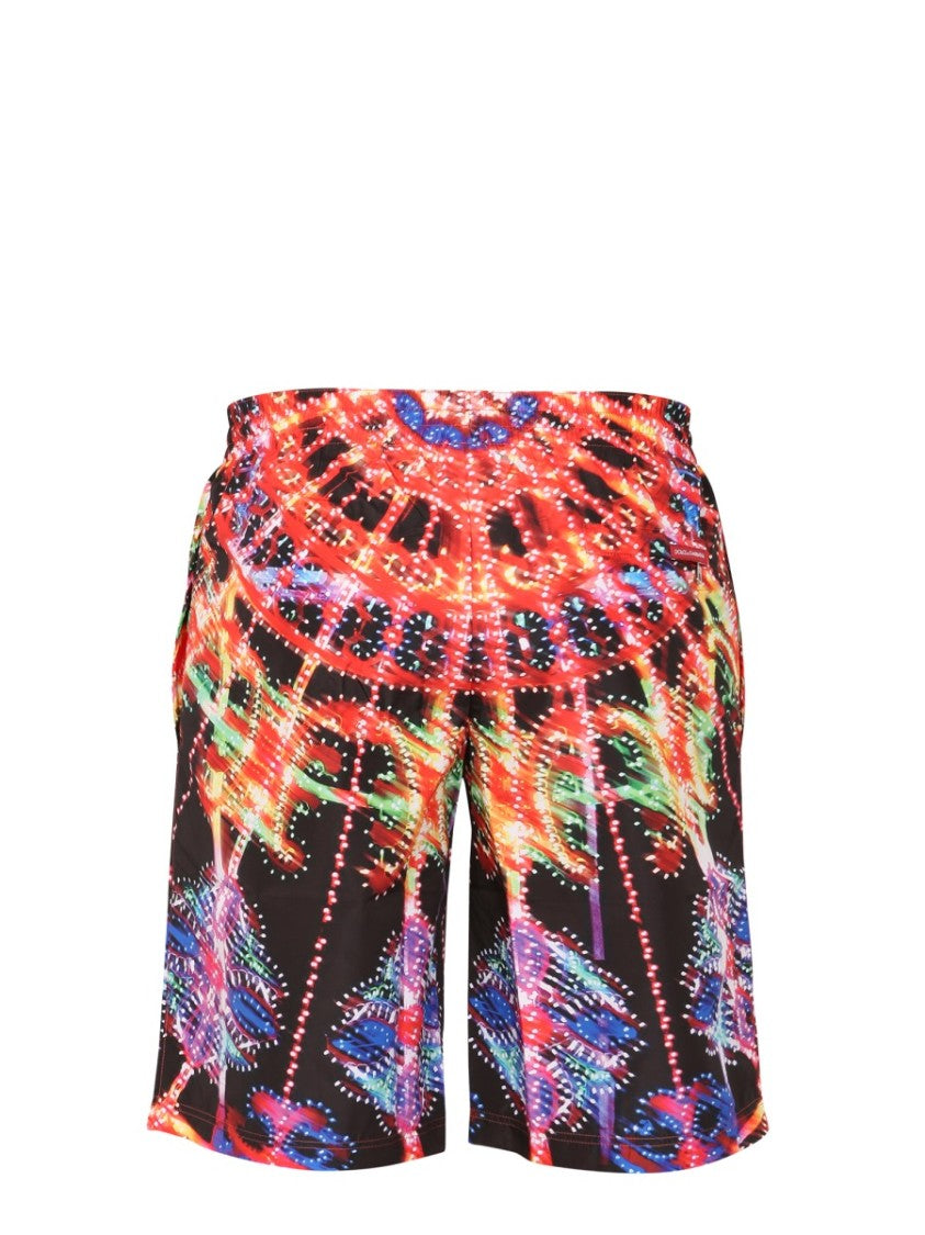 Dolce & Gabbana Long Swim Shorts With Abstract Pattern
