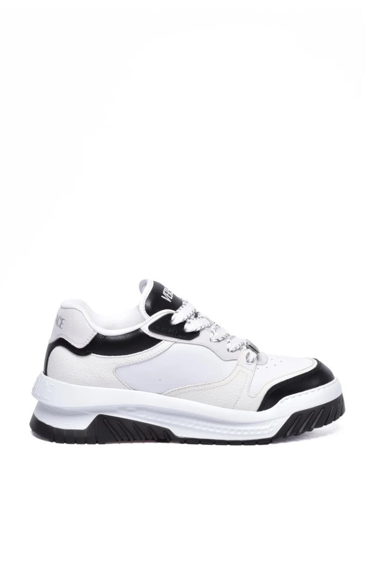 Versace Collection Leather Sneakers With Laces - White/Black