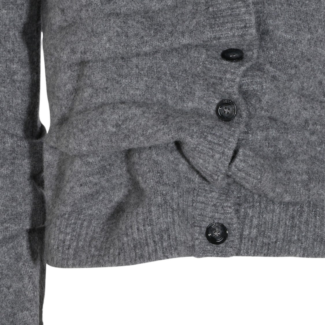 Diesel Button-Down Grey Knit Cardigan With Metallic Logo Detail