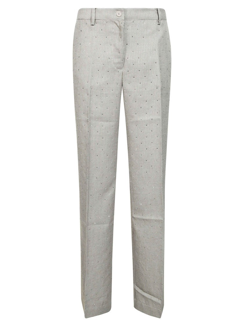 Parosh Pied-À-Poule Strass Straight-Leg Pants