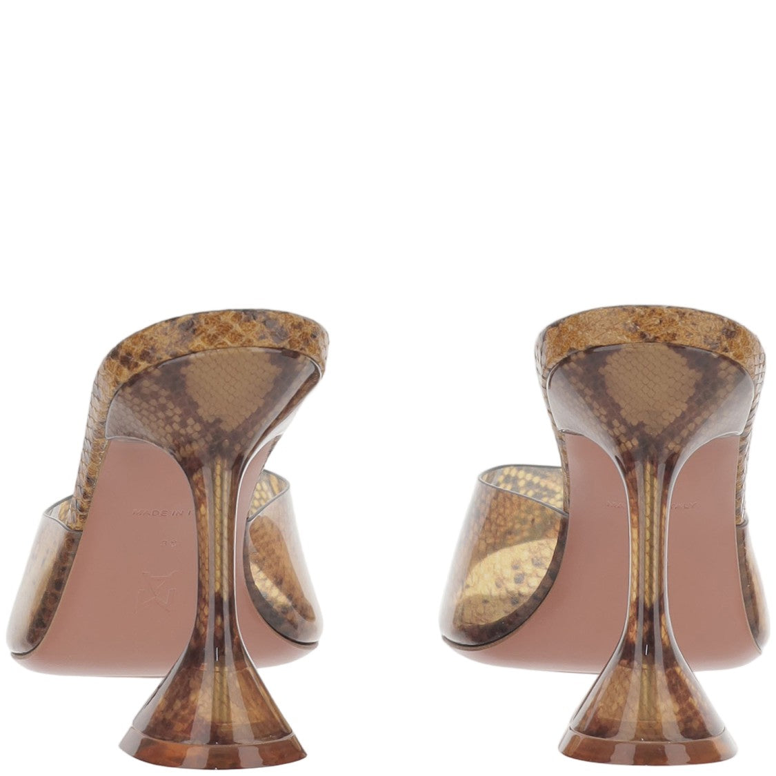 Amina Muaddi Lupita Snake Sandals With Sculptural Wide Heel