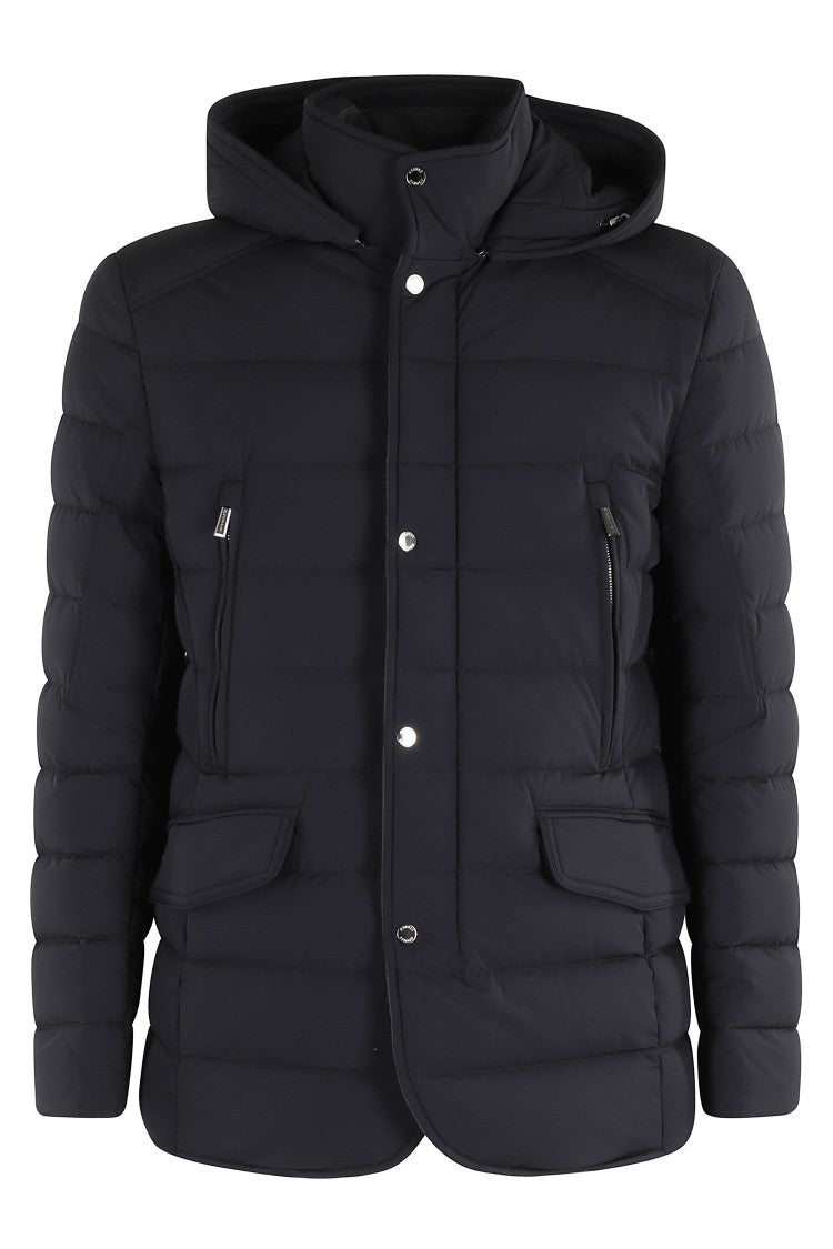 Moorer Padded Dark Blue Jacket With Central Button