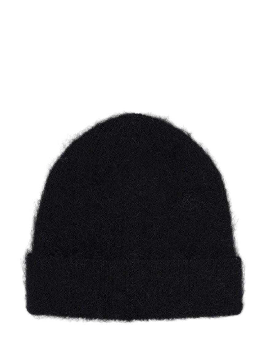 Isabel Marant Black Baby Alpaca Fuzzy Knit Beanie Hat