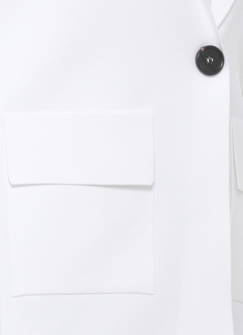 D. Exterior White Viscose Single Breasted Blazer