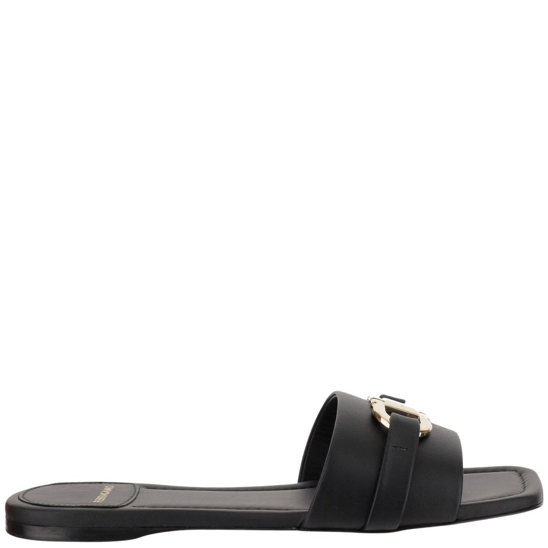 Salvatore Ferragamo Leather Flat Sandals With Logo
