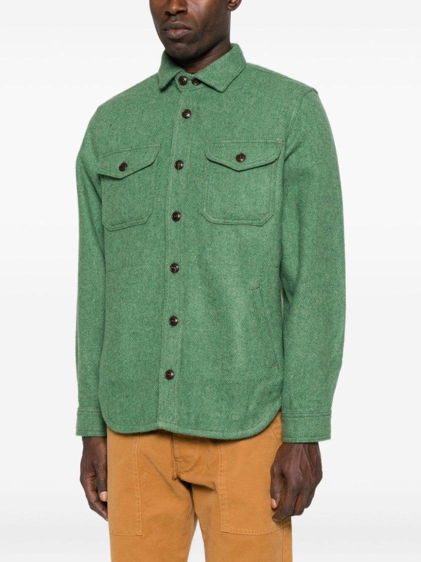 Chesapeake's Green Button-Up Shirt Jacket With Classic Collar