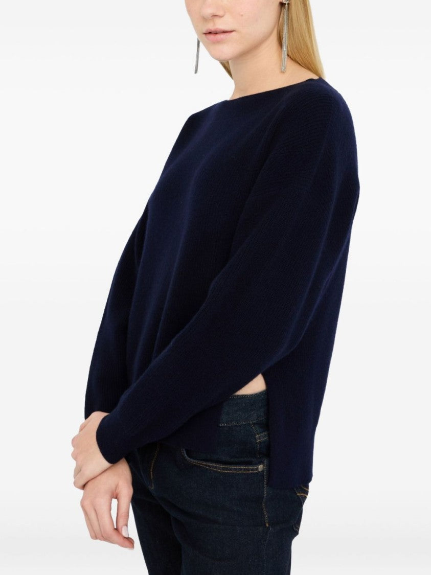 Liu Jo Navy Blue Boat Neck Sweater