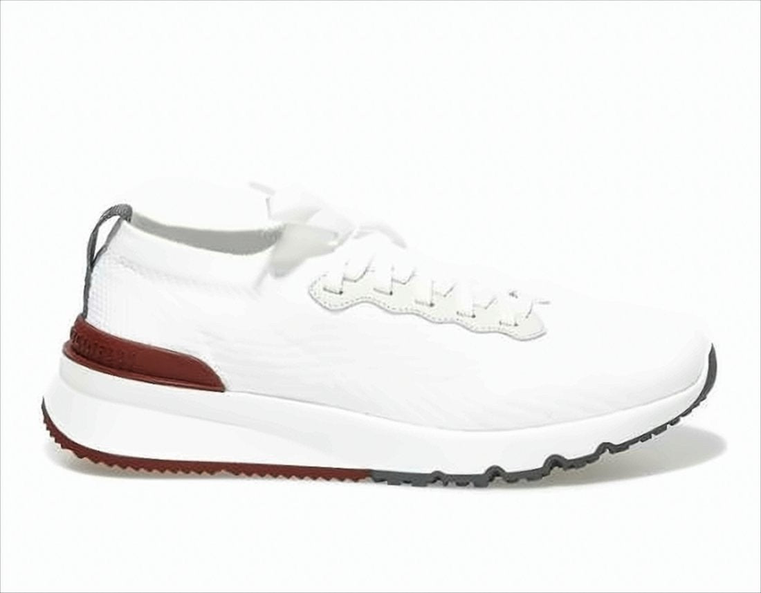 Brunello Cucinelli White Knitted Sneakers With Streamlined Silhouette