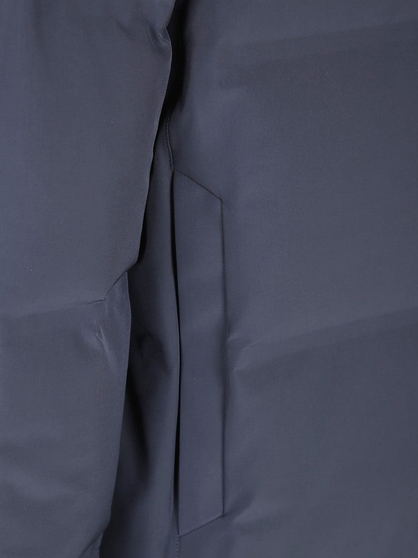 Herno Matte Blue Padded Jacket With Down Filling And Striped Quilting
