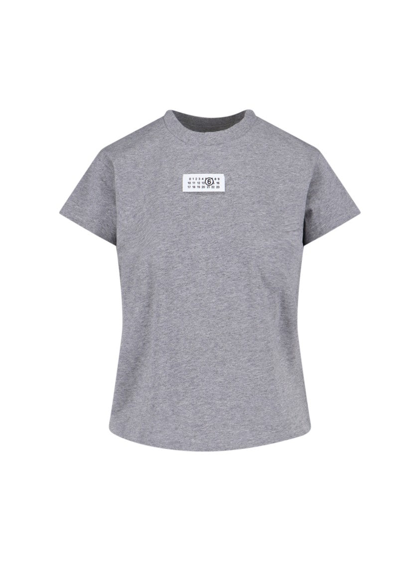 Mm6 By Maison Margiela Cotton Grey T-Shirt With Numeric Logo Patch