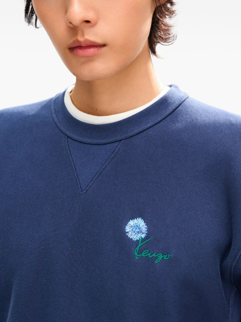 Kenzo Navy Blue Embroidered Crew Neck Sweatshirt
