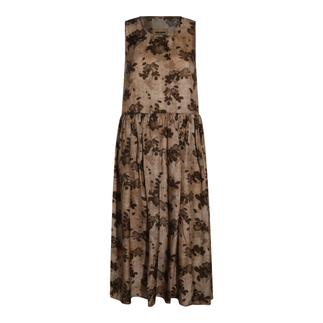 Uma Wang Sleeveless Bohemian Floral Gathered Waist Day Dress
