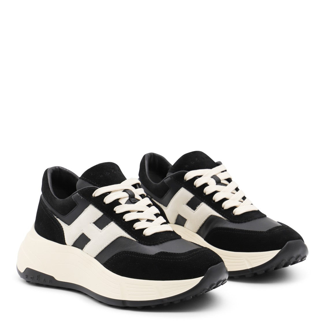 Hogan Black And White Leather Sneakers
