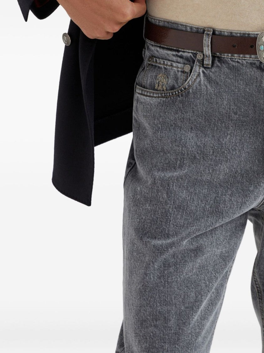 Brunello Cucinelli Relaxed-Fit Trousers In Faded Grey Denim