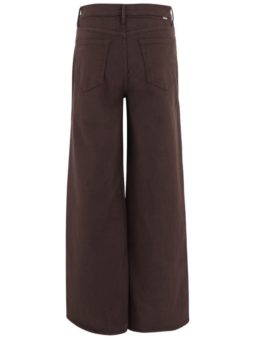 Mother Wide-Leg Stretch Cotton Jeans With Classic Five-Pocket Style