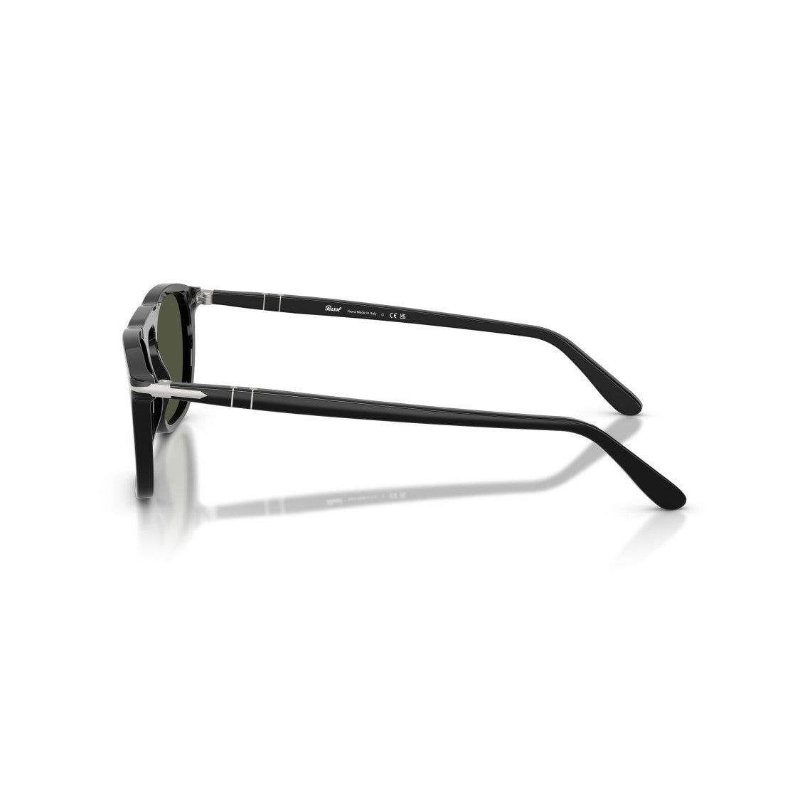 Persol 0Po3391s Classic Black Acetate Sunglasses With Dark Green Lenses