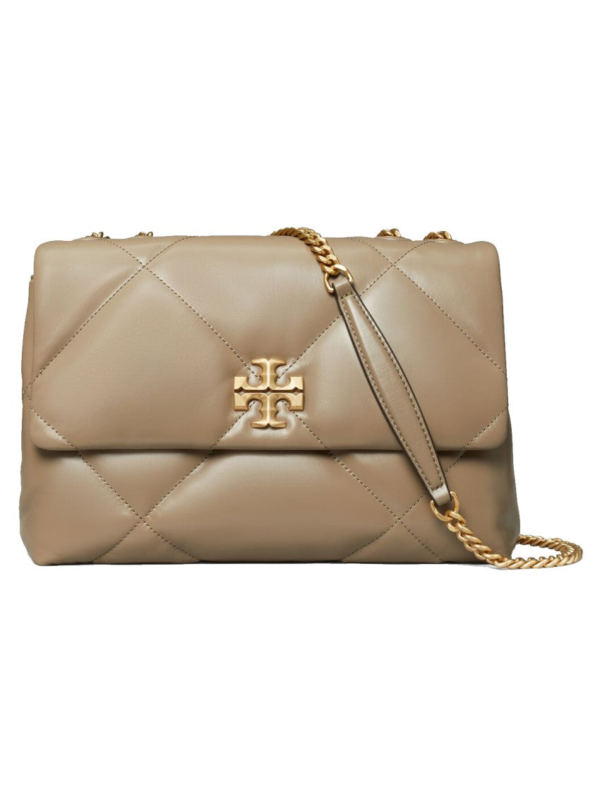 Tory Burch Taupe Oak Cow Leather Kira Diamond Quilt Small Convertible Shoulder Bag